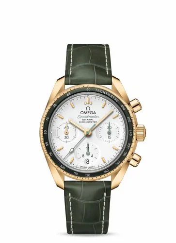 Omega Speedmaster Co-Axial 38 Yellow Gold / Silver / Strap 324.63.38.50.02.004 (32463385002004)